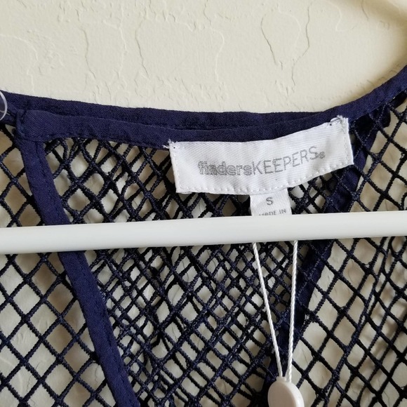 NWT Finders Keepers Navy Blue Mesh Mini Dress S - Picture 3 of 7